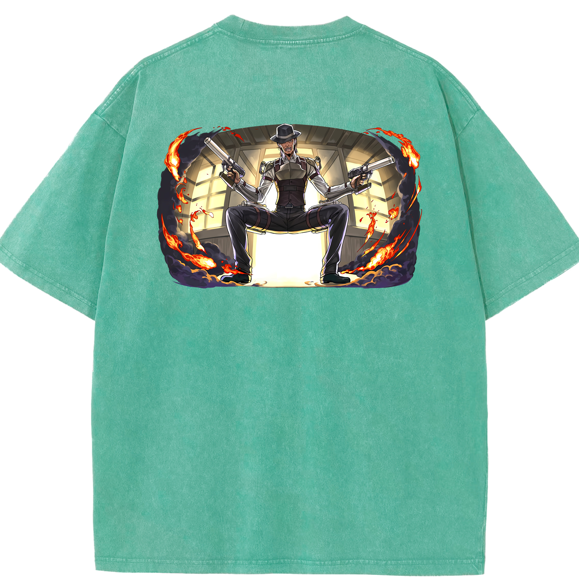 （画像用） 進撃の巨人 ケニー·アッカーマン Attack on Titan Kenny Ackerman 綿100% ヴィンテージ風 半袖Tシャツ（背面プリント）